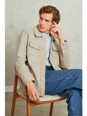 Çizgi Triko Erkek Kışlık Kumaş Hırka Noktalı Zikzak Desenli Klasik Kalıp - 5232G