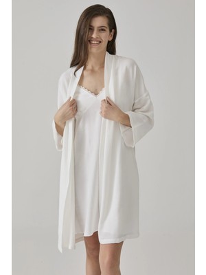 Pamuk & Pamuk Kadın Ekru Jakarlı Sabahlık