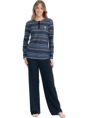 U.s. Polo Assn. Kadın Lacivert Patlı Bol Paça Pijama Takımı 11025K.Z.1ET.AG7.R.1.OU.1.P3.023KMLKE