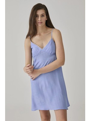 Pamuk & Pamuk Kadın Mavi Jakarlı Gecelik