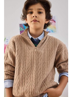 DeFacto Erkek Çocuk Yarım Fermuarlı İçi Yumuşak Tüylü Sweatshirt G3674A825CW