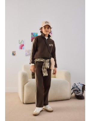 DeFacto 2'li Takım Yarım Fermuarlı Baskılı Sweatshirt Eşofman Altı Erkek Çocuk G3763A825CW