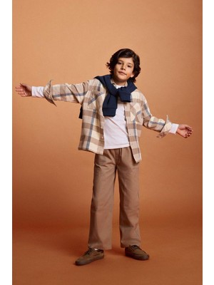 DeFacto 2'li Takım Kareli Gömlek Pantolon Erkek Çocuk G4678A825WN