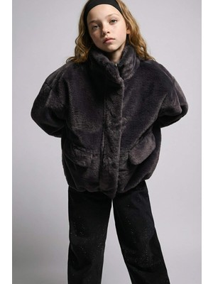 DeFacto Fermuarlı Cepli Pelüş Mont Kız Çocuk F0788A825AU