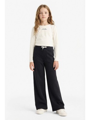 DeFacto Kız Çocuk Wide Leg Beli Lastikli Geniş Paça Eşofman Altı D0743A825AU