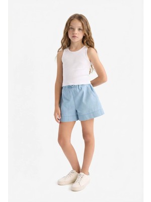DeFacto Beli Lastikli Jean Şort Kız Çocuk B6386A825SM