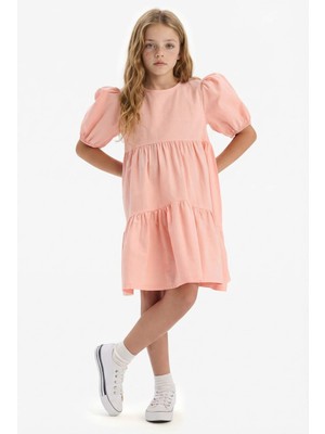 DeFacto Bisiklet Yaka Pamuklu Kısa Kollu Yazlık Elbise Kız Çocuk B6927A825SM