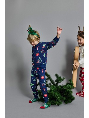 DeFacto Yılbaşı Temalı 2'li Takım Sweatshirt Eşofman Altı Erkek Bebek G1973A525CW