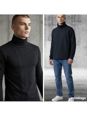 Black Steel Balıkçı Yaka Modelli Sweatshırt
