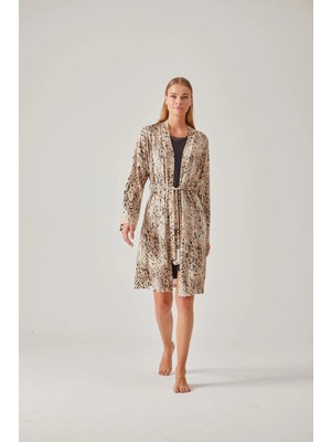 Pamuk & Pamuk Leopar Desen Viskon Kadın Sabahlık