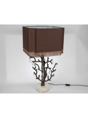 Mikasa Moor Antik Bronz Taşlı Kahv Masa Lambası 65X45CM