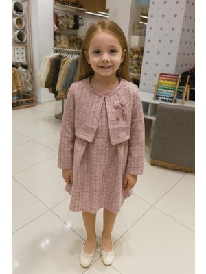 Ugly Duck 03-12 Yaş Arası Şanel Kumaş Elbise Ceket Takım - Pembe