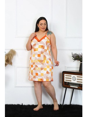 Marsilyan Kadın Pamuklu Ip Askılı Büyük Beden Gecelik Sarı