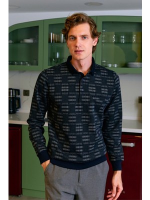 Erkek Polo Yaka Sweat Desenli Cepli Klasik Kalıp - 5231F