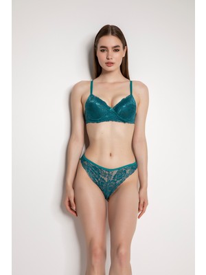 Marsilyan Yeşil Destekli Slip Külotlu Dantelli Sütyen Takımı 4007