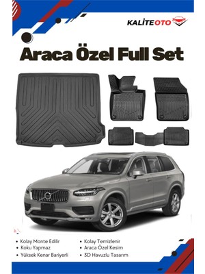 Ko Kaliteoto Volvo XC90 5 Koltuk 2023 Model Yumuşak Paspas+Bagaj Havuzu Setii Prox