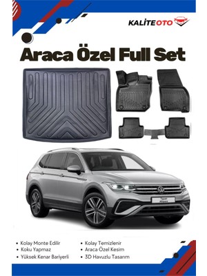 Ko Kaliteoto Volkswagen Tiguan All Space 5 Koltuk 2023 Model Yumuşak Paspas+Bagaj Havuzu Setii Prox