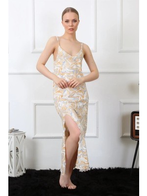 Marsilyan Kadın Ip Askılı Uzun Gecelik Krem