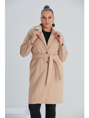 Rmg Astarsız Büyük Beden Vizon Kaşe Kaban