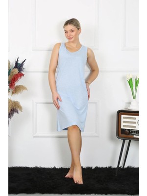 Marsilyan Kadın Kalın Askılı Penye Gecelik Mavi