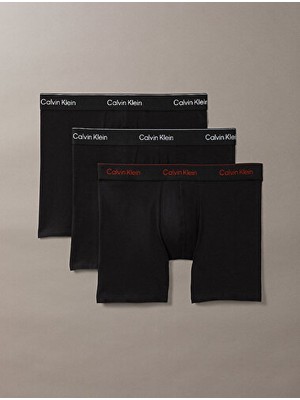 Calvin Klein 3'lü Boxer Seti Erkekler İçin Siyah Renk Desensiz Rahat Paça Tipi