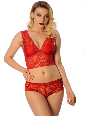 Marsilyan Kırmızı Bralet Dantelli Sütyen Takım 2' Li - 6255