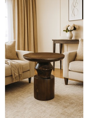 Nordtre Ahşap Orta Sehpa Ceviz Renk Mantar Sehpa