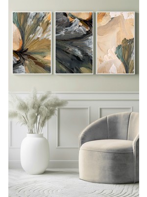 Derin Kıvrımların Ezgisi 3’lü Kanvas Tablo