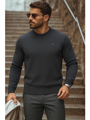 Comstar Erkek Günlük Trend Bisiklet Yaka Füme Triko Kazak