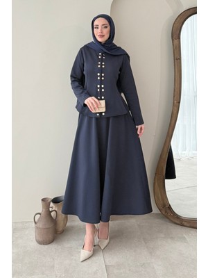 Tesettür Diyarı Monarch Ceket-Etek Scuba Tesettür Takım- Lacivert