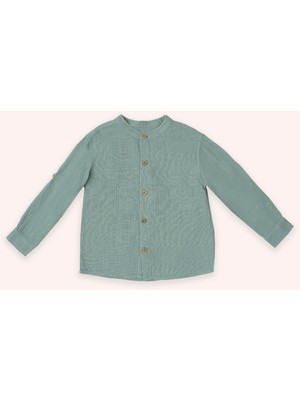 Panço Erkek Çocuk Uzun Kollu Müslin Yeşil Gömlek