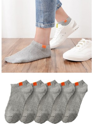 Bgk Unisex Yazlık Extra Soft Spor Patik Çorap Seti 5 Çift (Turuncu Kare)