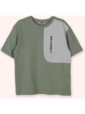 Panço Erkek Çocuk Fermuar Detaylı Kısa Kollu Haki Tişört