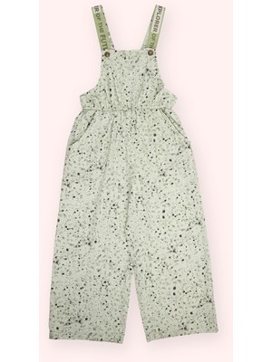 Panço Kız Çocuk Desenli Yeşil Salopet