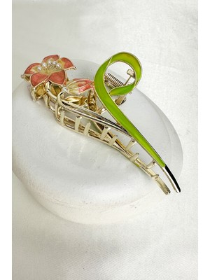 Modex İnci Detaylı Pembe Zambak Mandal Toka (Ölçü:11cm)