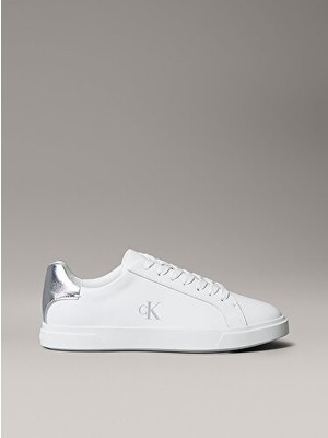 Calvin Klein Kadın Brooke Leather Gümüş Detaylı Sneaker