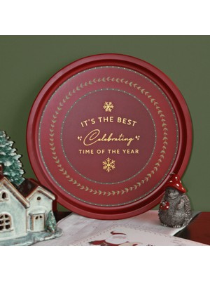 Sarkap Home Yılbaşı Bordo Wishes Dekoratif Metal Tepsi