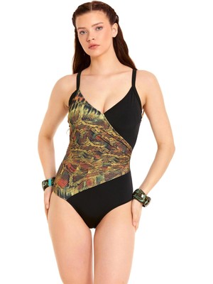 Argento Krokodil Desenli Incelten Etkili Kruvaze Mayo