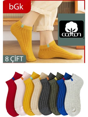 Bgk 8 Çift Unisex Renkli Kısa Çorap