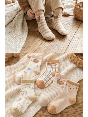 Bgk 5 Çift Çocuk Bear Desenli Çorap