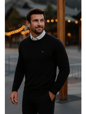 Comstar Erkek Basic Kışlık Uzun Siyah Kazak