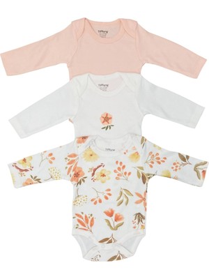 Tiffany Baby Kız Bebek Flower Garden 3'lü Uzun Kollu Badi Set Ekru 15011