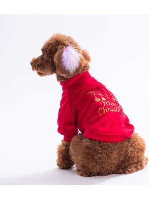 Pawstar Festive Antlers Sweat Yılbaşı Noel Kadife Köpek Sweati Köpek Kıyafeti Kedi Kıyafeti
