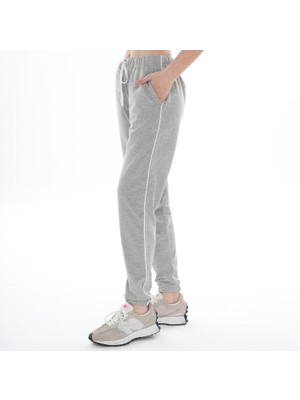 ASN Concept Asn Concpet Kadın Yanı Beyaz Arabiyeli Melanj Renk Eşofman Altı (Büyük Beden Seçeneğiyle)