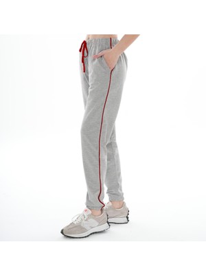 ASN Concept Asn Concpet Kadın Yanı Kırmızı Arabiyeli Melanj Renk Eşofman Altı (Büyük Beden Seçeneğiyle)