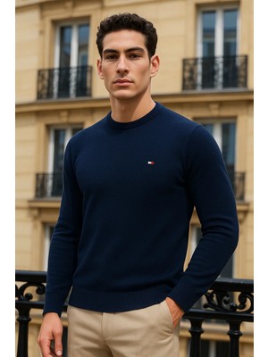 Comstar Erkek Kışlık Günlük Bisiklet Yaka Lacivert Kazak