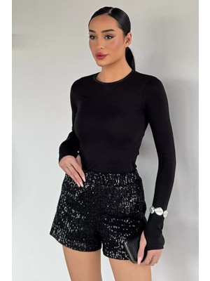 Gülseli Kadın Bel Lastikli Iç Astarlı Pul Payet Şort P-00019766