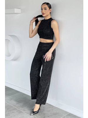 Gülseli Gece Işıltısı Sim Detaylı Bluz Pantolon Ikili Takım P-00019739
