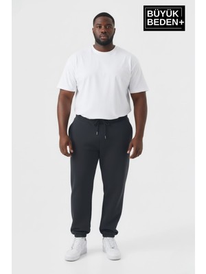 Superlife Erkek Büyük Beden İnce Eşofman Altı Paça Lastikli Pamuklu Normal Bel SPR26BEA951