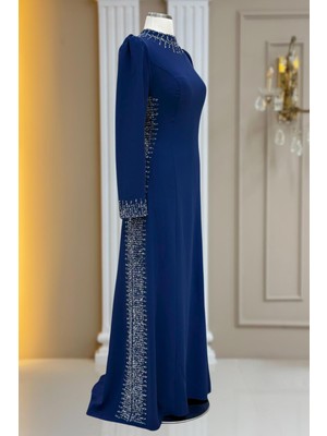 Amine Hüma Sıla Abiye Elbise Lacivert